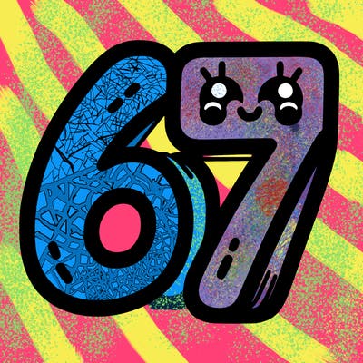 the numbers 67