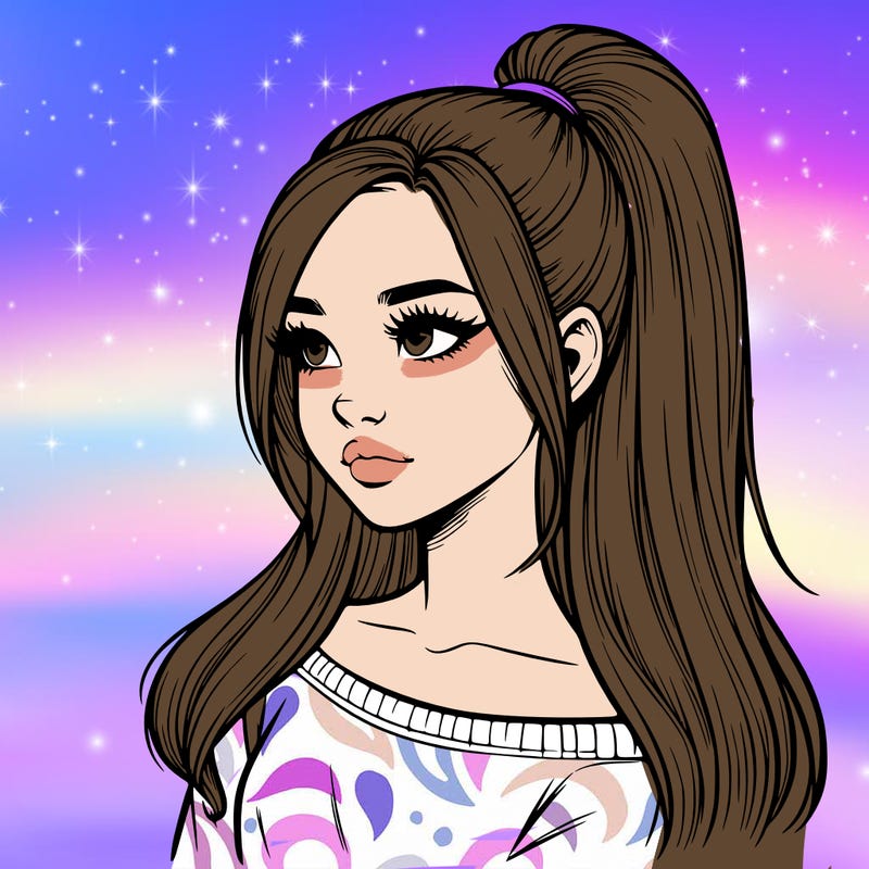 realistic girl with a high ponytail