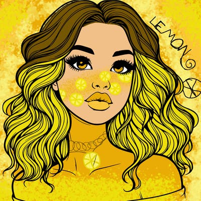 realistic girl with wavy hair and lips
