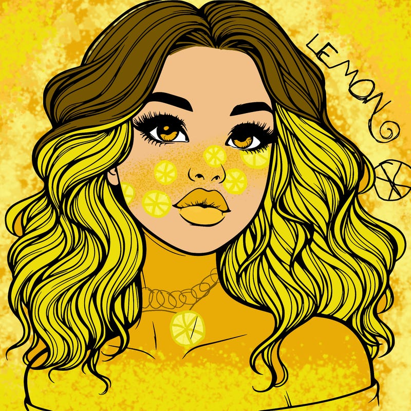 realistic girl with wavy hair and lips