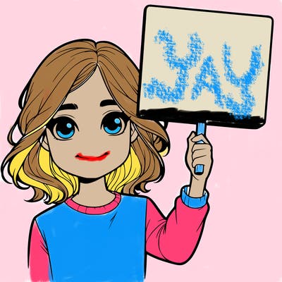 realistic girl holding up a sign