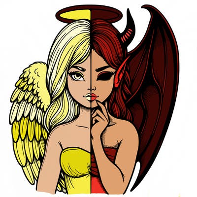 realistic angel half demon