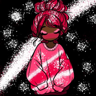 girl with baggy sweatshirt and messy bun