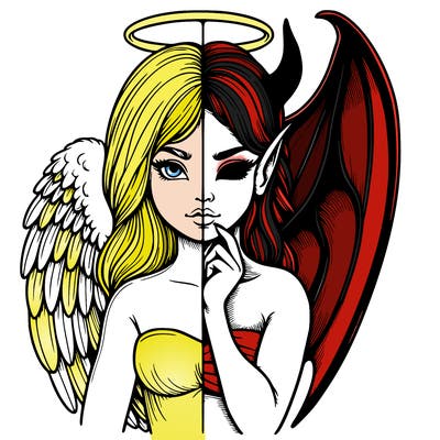realistic angel half demon
