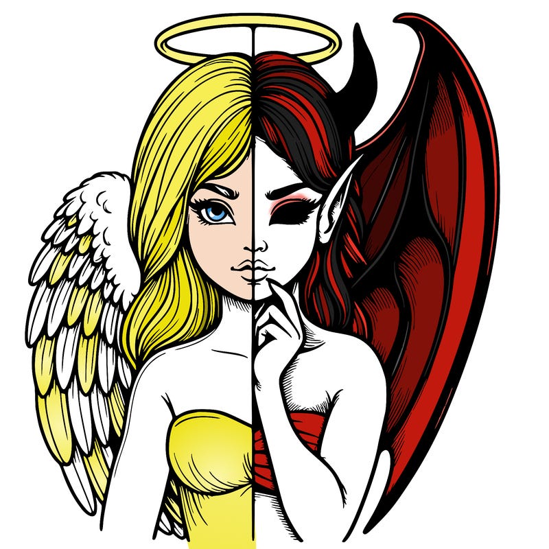 realistic angel half demon