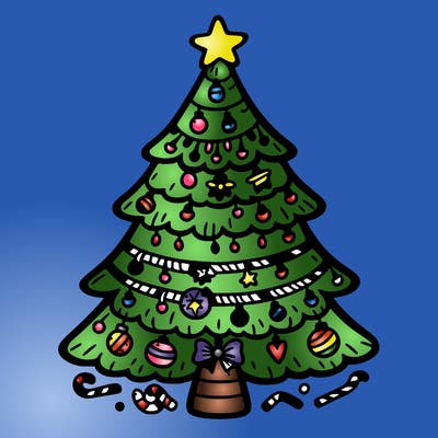 christmas tree with lots of details