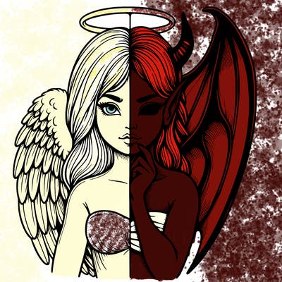 realistic angel half demon