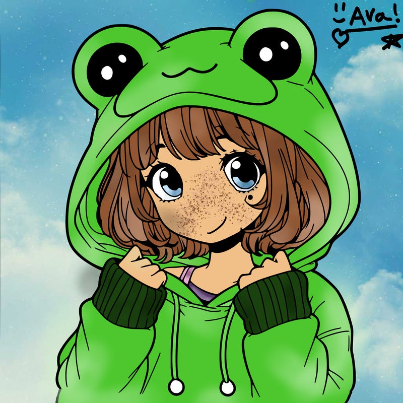 a cute teenage girl wearing a frog hoodie