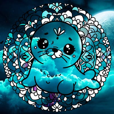 a cute baby seal mandala