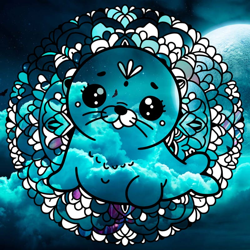 a cute baby seal mandala