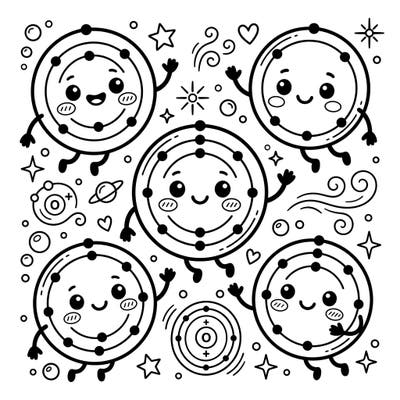 Explore the charming world where science meets cuteness with this delightful Kawaii Oxygen Atoms coloring page. Perfect for anyone who loves chemistry and adorable art, it's a unique way to relax and learn.