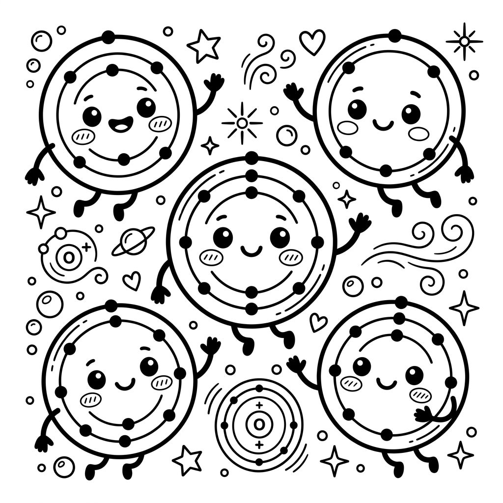 Kawaii Oxygen Atoms Coloring Page | Free & Printable — Color Pop