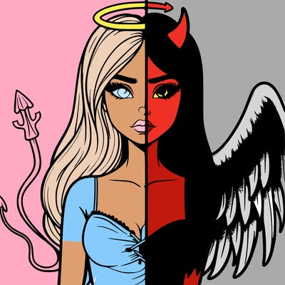 devil vs angel realistic girl