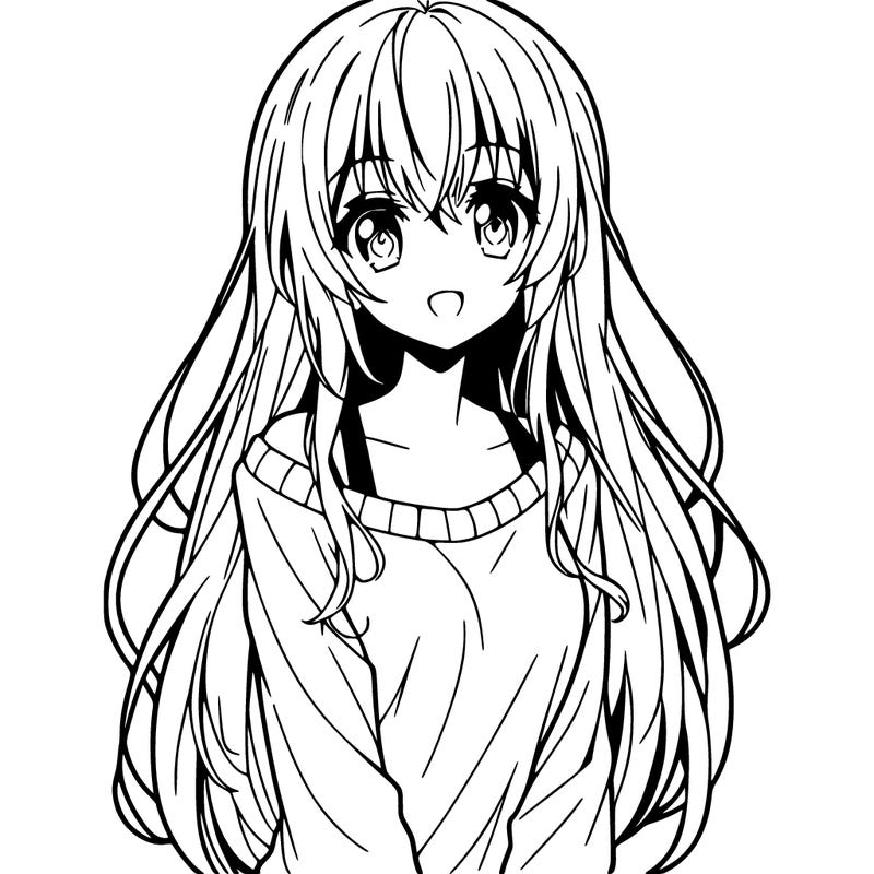 anime girl with long hair