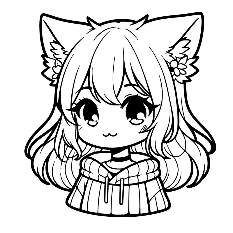 a cute girl with fluffy fox ears