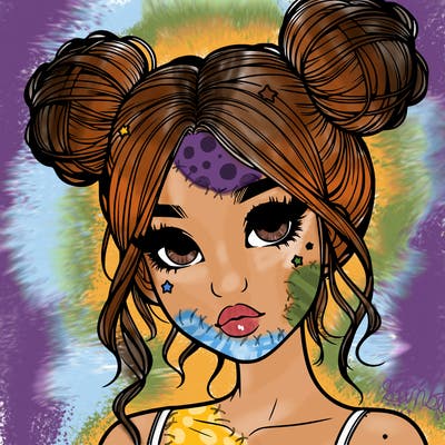 realistic girl with space buns