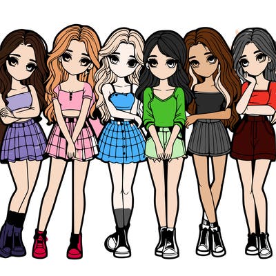 a group of girls realistic