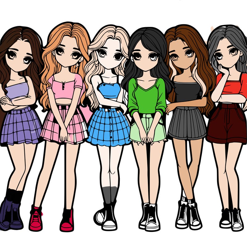 a group of girls realistic