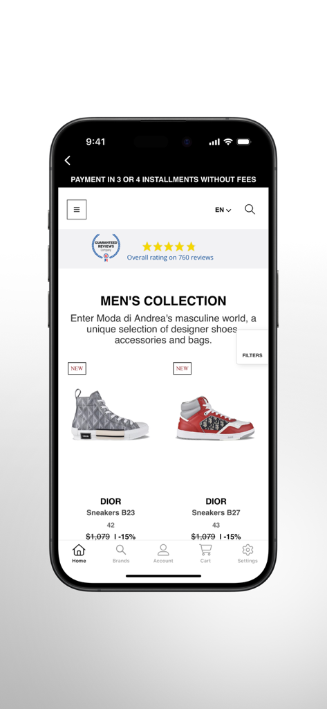 Moda di Andrea - L'app Moda di Andrea presenta una collezione di sneakers di lusso Dior da uomo con prezzi scontati.