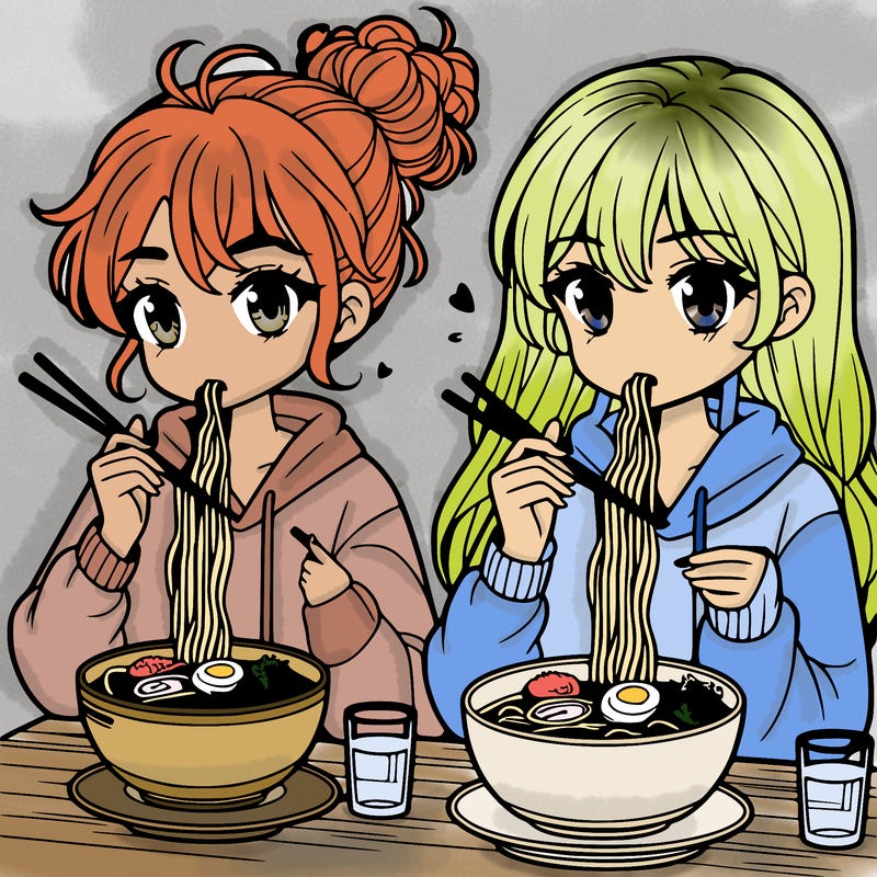 girls eating ramen