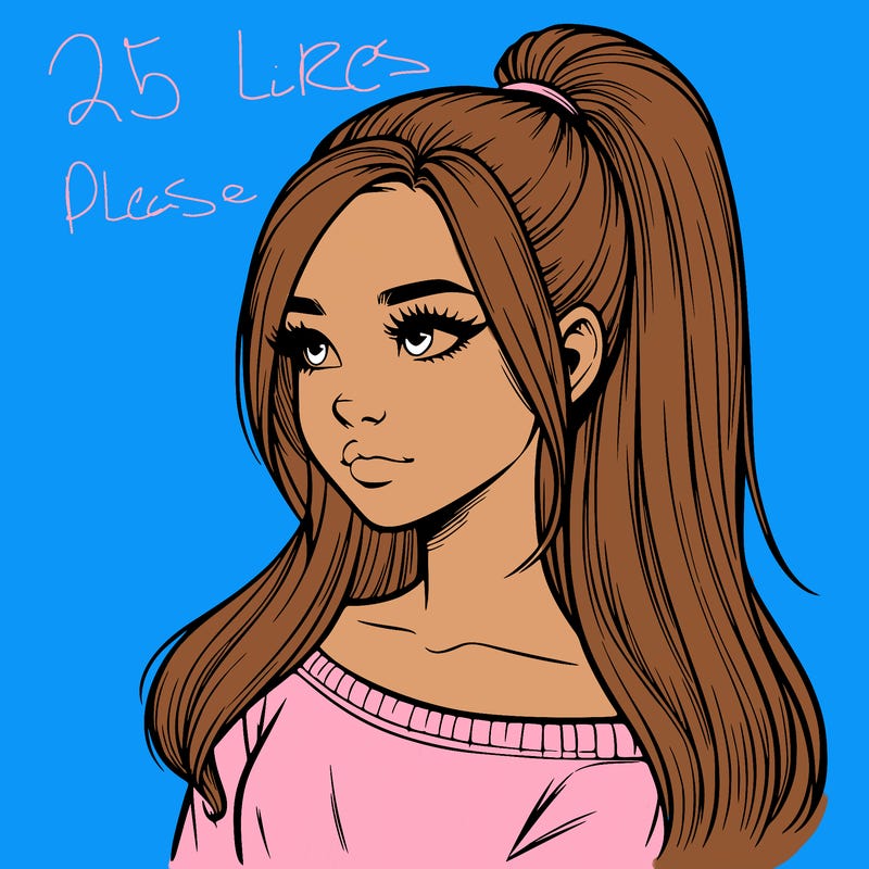 realistic girl with a high ponytail