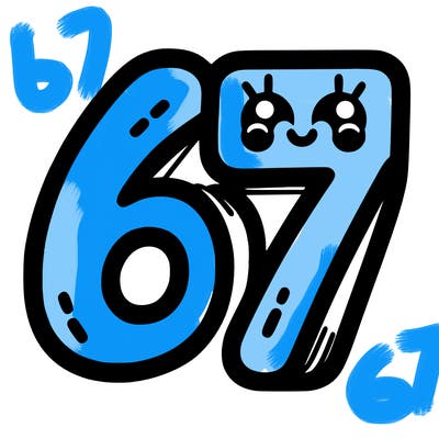 the numbers 67