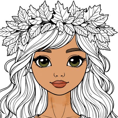 realistic girl with fall leaf crown