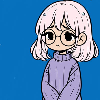 sad girl with glasses in a sweater