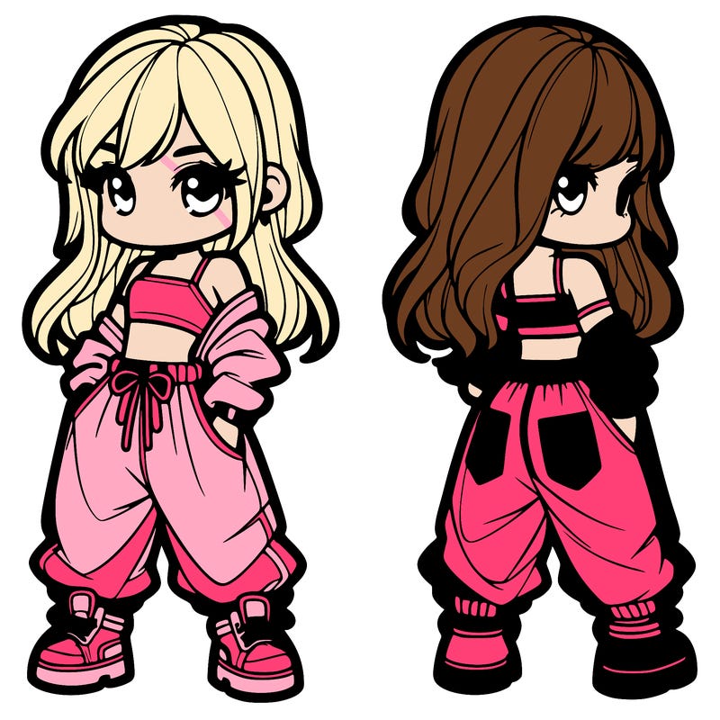 girl in crop top and baggy pants