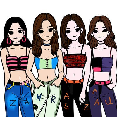 4 girls in croptops