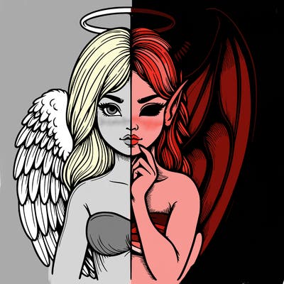 realistic angel half demon