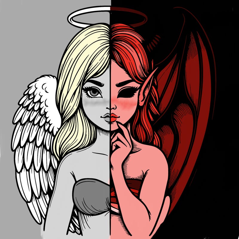 realistic angel half demon