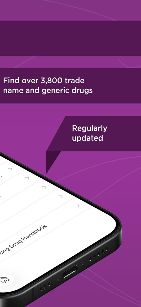 Nursing Drug Handbook app showing drug database and update features