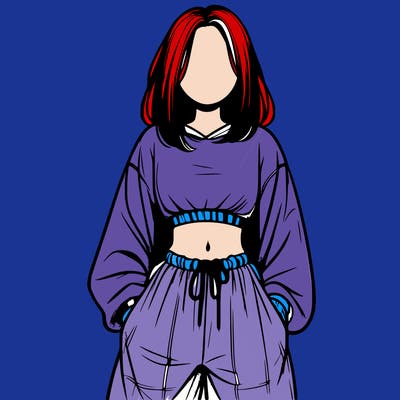 realistic girl faceless with baggy pants and a crop top