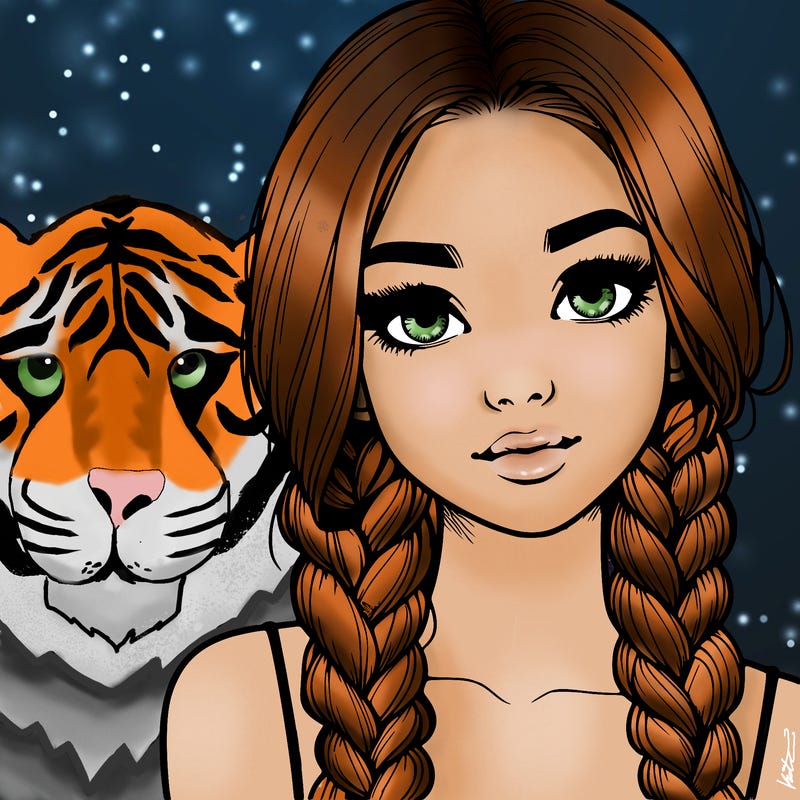 realistic girl with braids