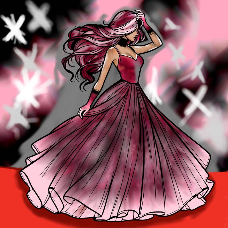 realistic woman with dress flowing in the wind