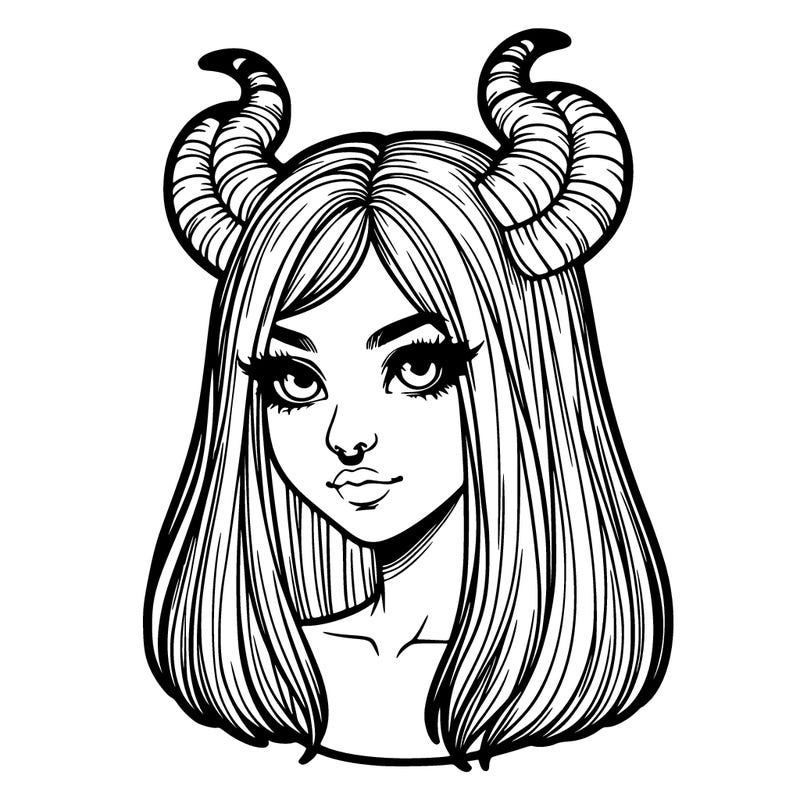 realistic girl with horns