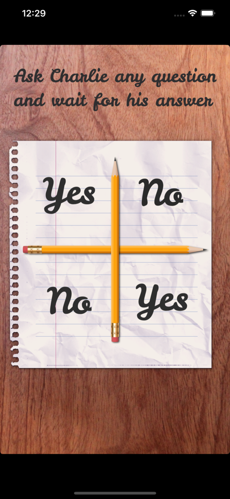 Charlie Charlie, Are You Here? - Charlie Charlie challenge game board with crossed pencils and yes no options