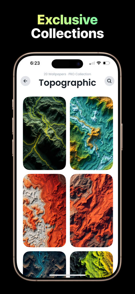 Lagguy Wallpaper Background - iPhone screen showing the topographic pro wallpaper collection from Lagguy Wallpaper app