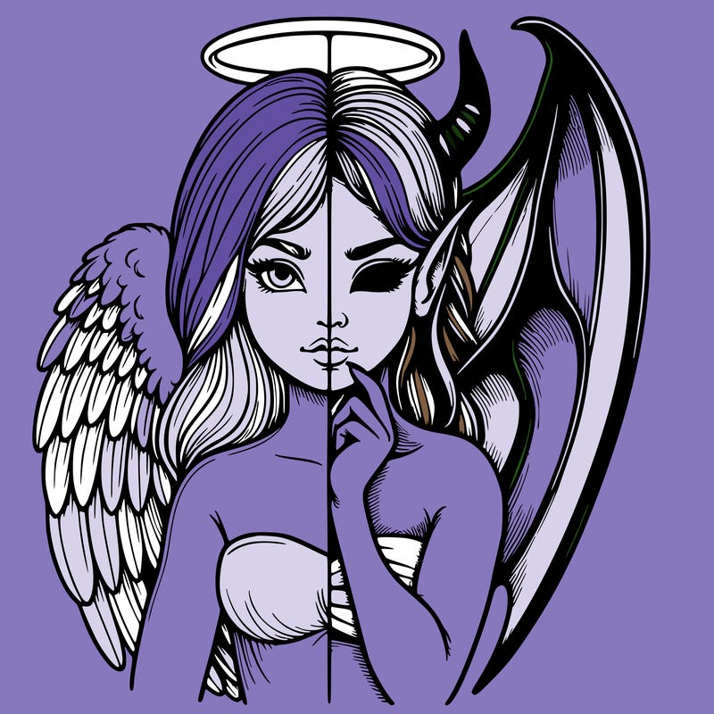 realistic angel half demon