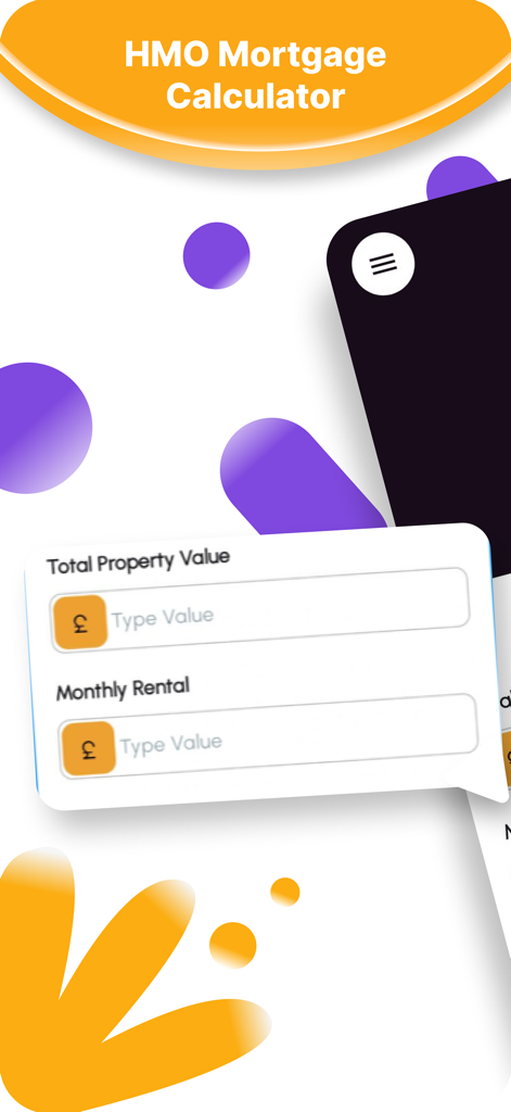 HMO Mortgage Calculator interface showing property value and monthly rental inputs