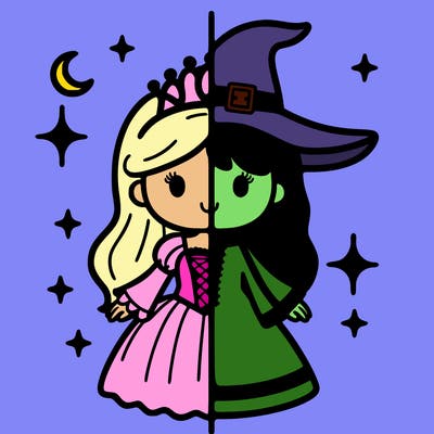 split princess and witch