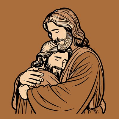 jesus and god hugging