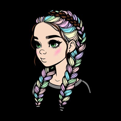 realistic girl with braids