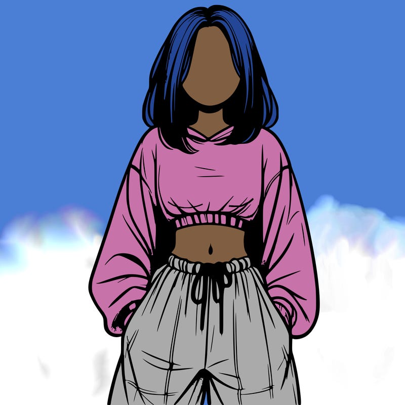 realistic girl faceless with baggy pants and a crop top