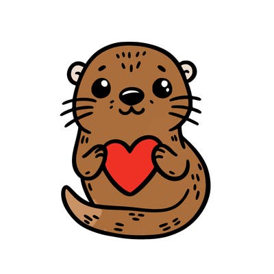 otter with a heart