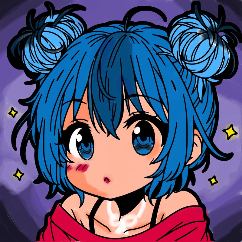 a manga girl with messy small buns