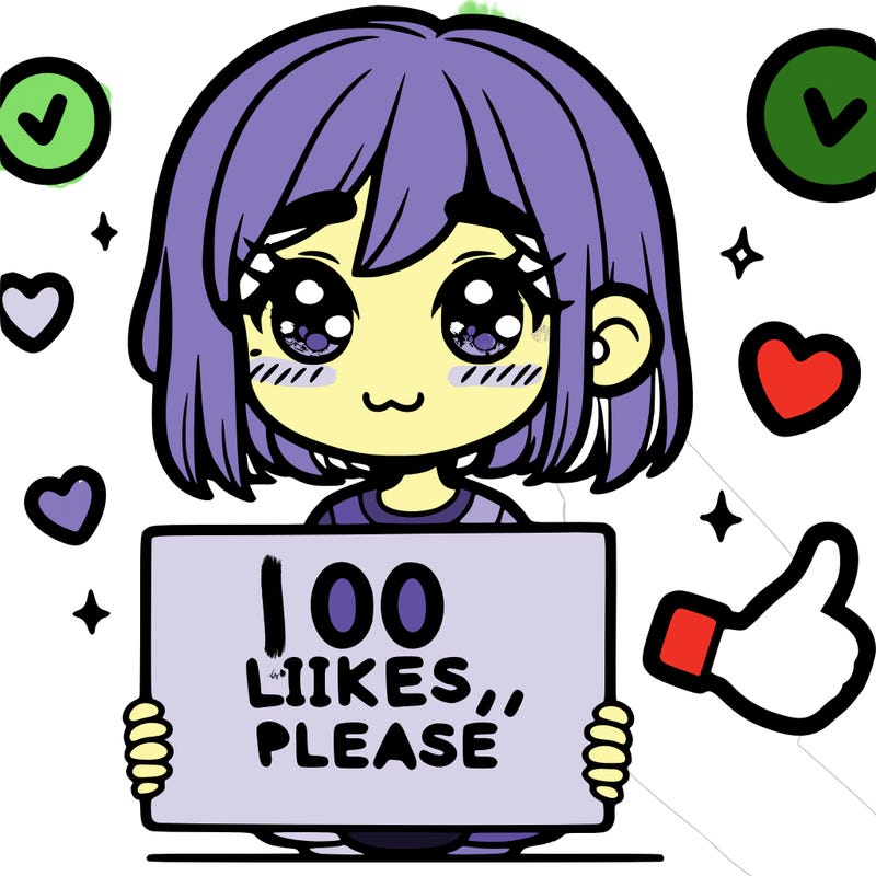 a girl with a sign saying 100 likes, please