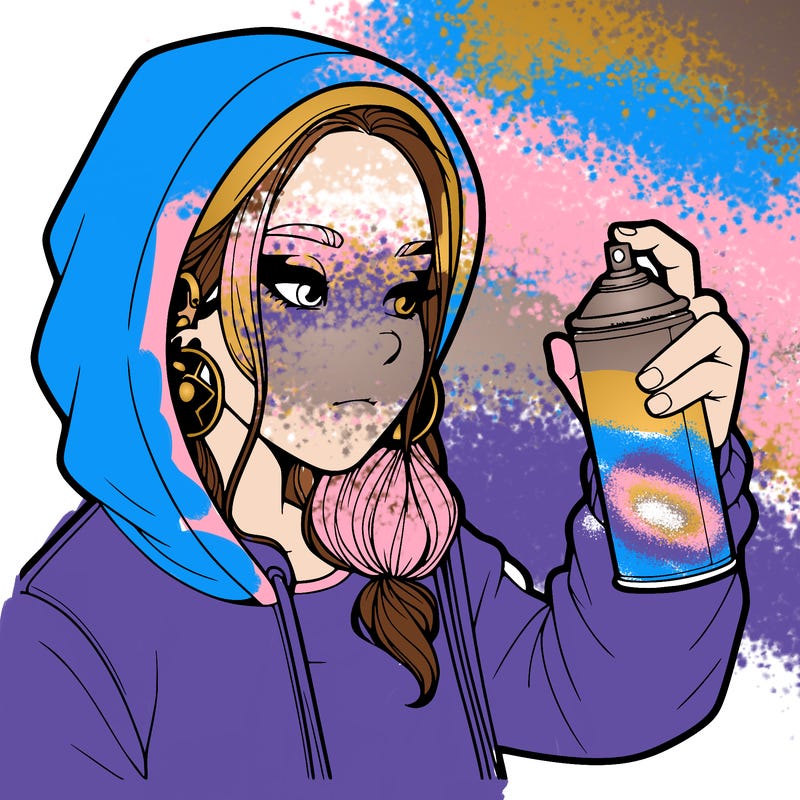 a realistic girl, spray painting