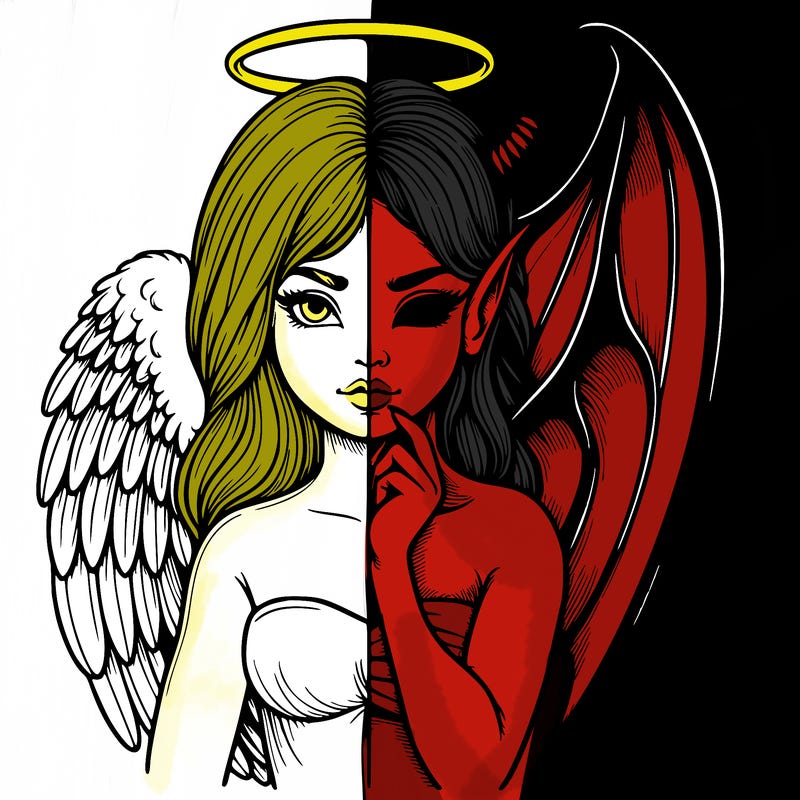 realistic angel half demon